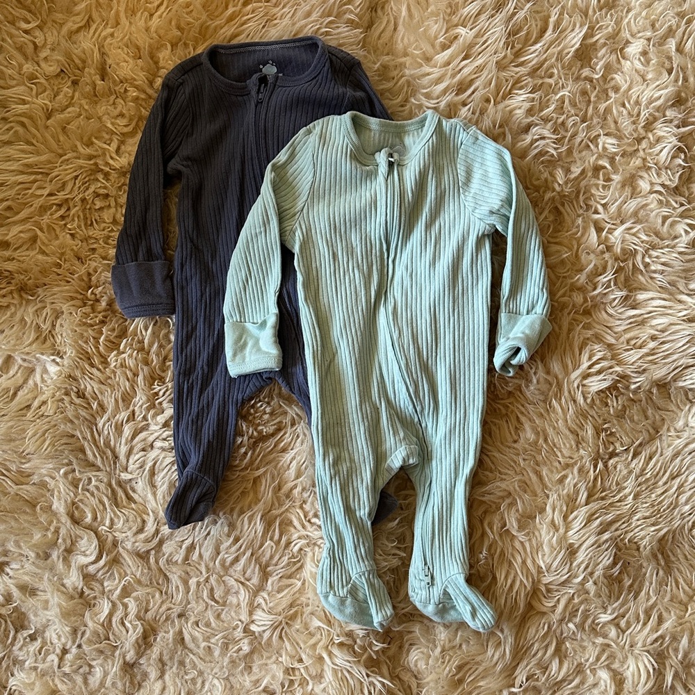 Cloud Island Kids Footies - Navy and Mint